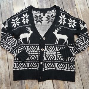 Forever 21 elk/deer button front cardigan sweater size small